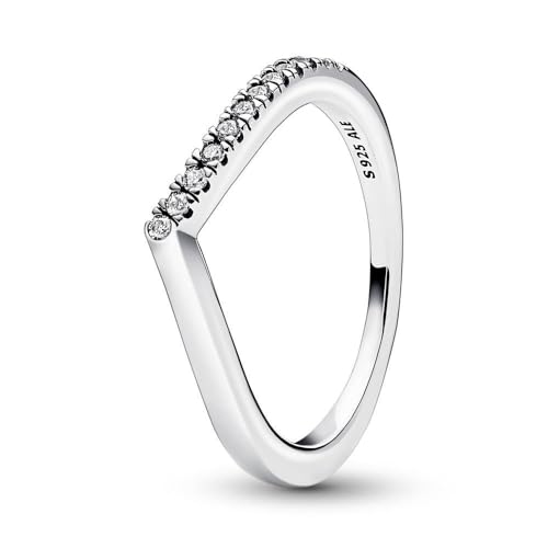 PANDORA Timeless Wishbone Halb Funkelnder in Sterling-Silber mit Cubic Zirkonia Timeless Collection, Größe 58, 192394C01-58 von PANDORA