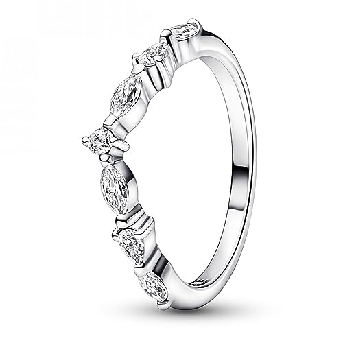 PANDORA Timeless Wishbone Funkelnde Schliffe Ring aus Sterling-Silber mit Cubic Zirkonia, Gr. 50, 192390C01-50 von PANDORA