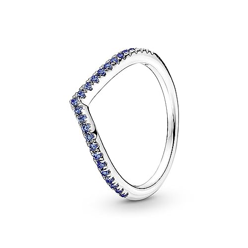 PANDORA Ring Timeless "Funkelnder Wunsch" Silber, blaue Kristalle 196316C02 52 von PANDORA