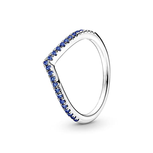 PANDORA Ring Timeless "Funkelnder Wunsch" Silber, blaue Kristalle 196316C02 58 von Pandora