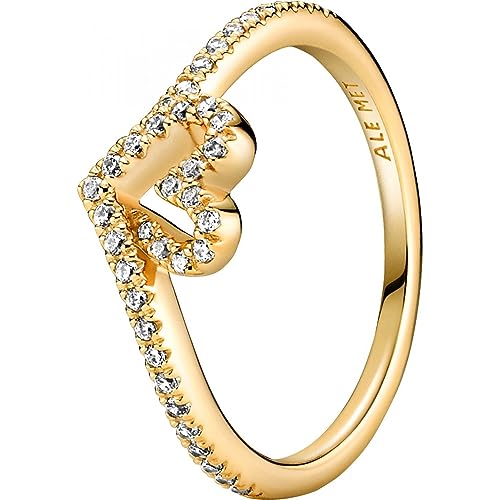 PANDORA SHINE Ring Timeless "Glitzerndes Herz" 14k gelbvergoldet, Zirkonia 169302C01 52 von PANDORA