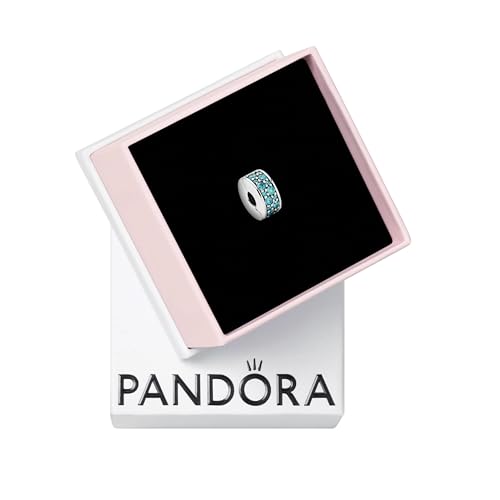 PANDORA Moments Petrolfarbener Pavé-Clip Sterling Silber, Cubic Zirconia 791817MCZ von PANDORA