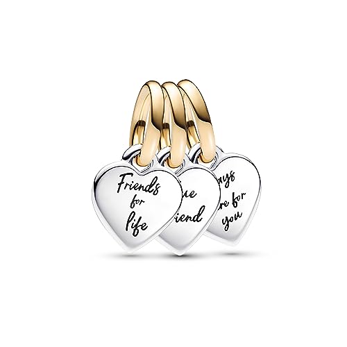 PANDORA Moments Bicolor Teilbarer Dreifacher Freundschafts-Charm-Anhänger aus Sterling Silber mit vergoldeter Metalllegierung, Zirkonia, Kompatibel Moments Armbänder, 762722C00 PANDORA Moments Bicolor Teilbarer Dreifacher Freundschafts-Charm-Anhänger aus Sterling Silber mit vergoldeter Metalllegierung, Zirkonia, Kompatibel Moments Armbänder, 762722C00 von PANDORA