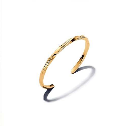 Pandora Verdrehter Offener Armreif mit 14 Karat Vergoldung, aus der Essence Kollektion, Länge: 16 cm, 563869C00-1 Pandora Verdrehter Offener Armreif mit 14 Karat Vergoldung, aus der Essence Kollektion, Länge: 16 cm, 563869C00-1 von PANDORA
