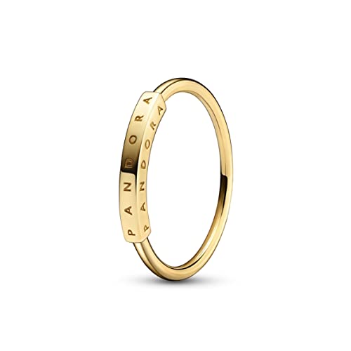 PANDORA Signature I-D Ring aus 14K Gold - kombinierbar mit Schmuck Signature Kollektion - Größe: 52 von PANDORA