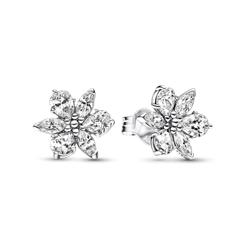 PANDORA Timeless Funkelnde Herbarium Cluster Ohrringe aus Sterling Silber mit Zirkonia in der Farbe Silber, 292633C01 von PANDORA