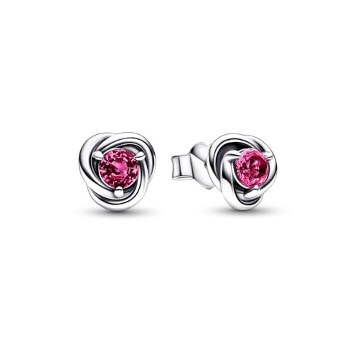 Sterling silver stud earrings with phlox pink crystal von Pandora