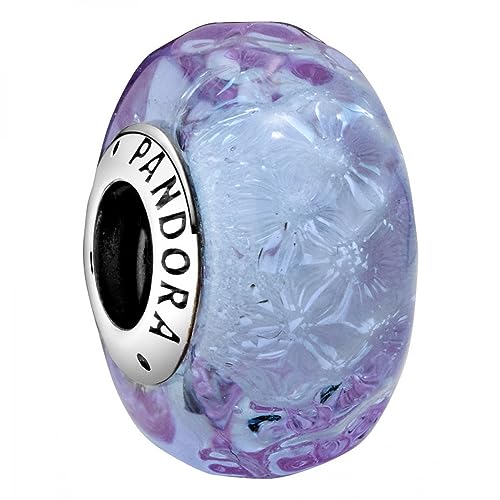 PANDORA Wellenförmiges Lavendelblaues Murano-Glas Charm, 798875C00, Lila, 1,3cm von PANDORA