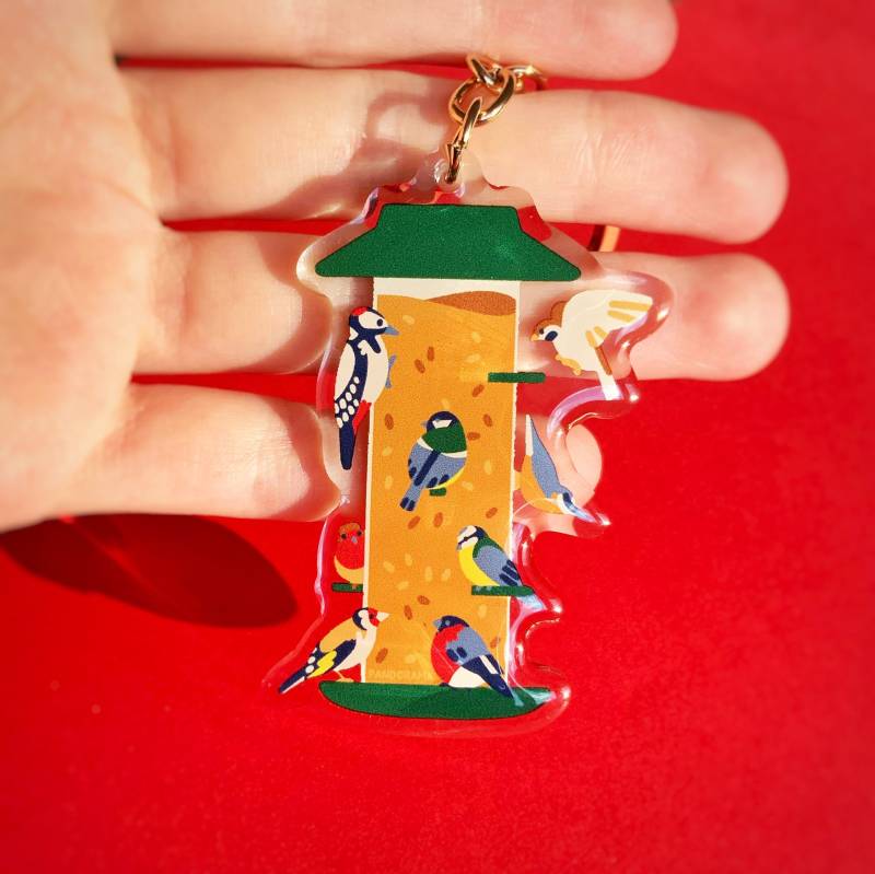 Bird Feeder Acryl Schlüsselanhänger | Harz Beschichtete Mit Gold Schlüsselring Bird Feeder Acryl Schlüsselanhänger | Harz Beschichtete Mit Gold Schlüsselring von PandoramaArt