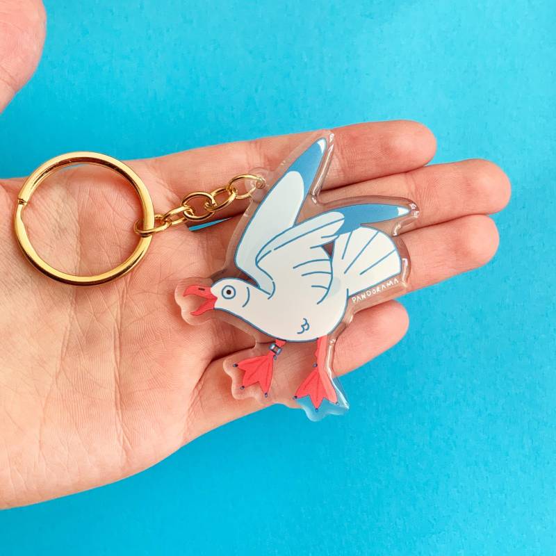 Möwe Acryl Schlüsselanhänger | Harz Beschichtete Mit Gold Schlüsselring von PandoramaArt