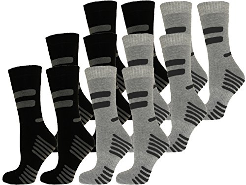 6-12 Paar Herren THERMOSOCKEN Wintersocken Skisocken Business Strümpfe schwarz schön warm Top Qualität (39-42, 12 Paar (ST Schwarz/Grau)) von Pandori