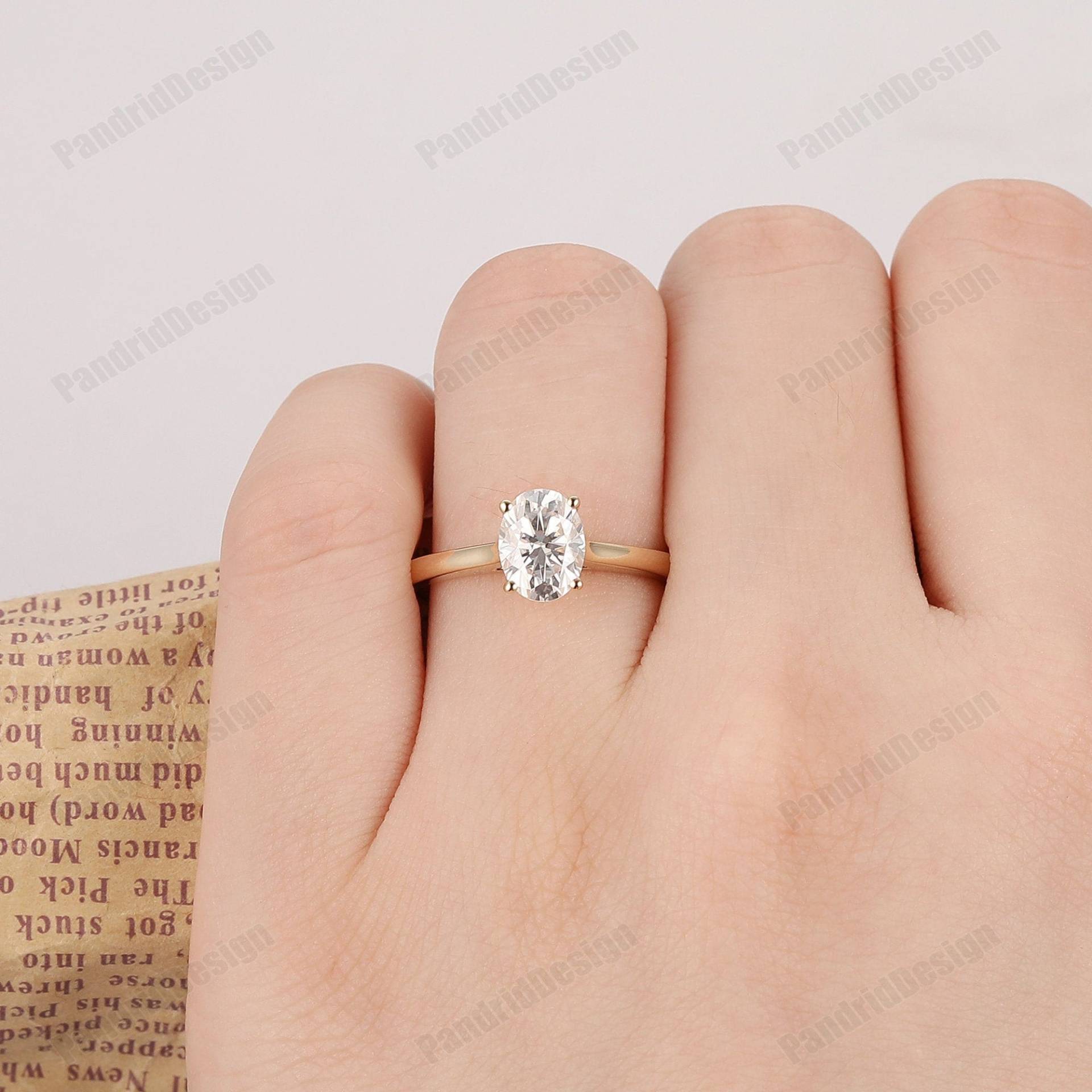 1.5Ct Oval Cut Moissanite Ehering, Rose Gold Frauen Ring, Abschlussgeschenk, Solitär Verlobungsring, Simulierter Diamant Ring von PandridDesign