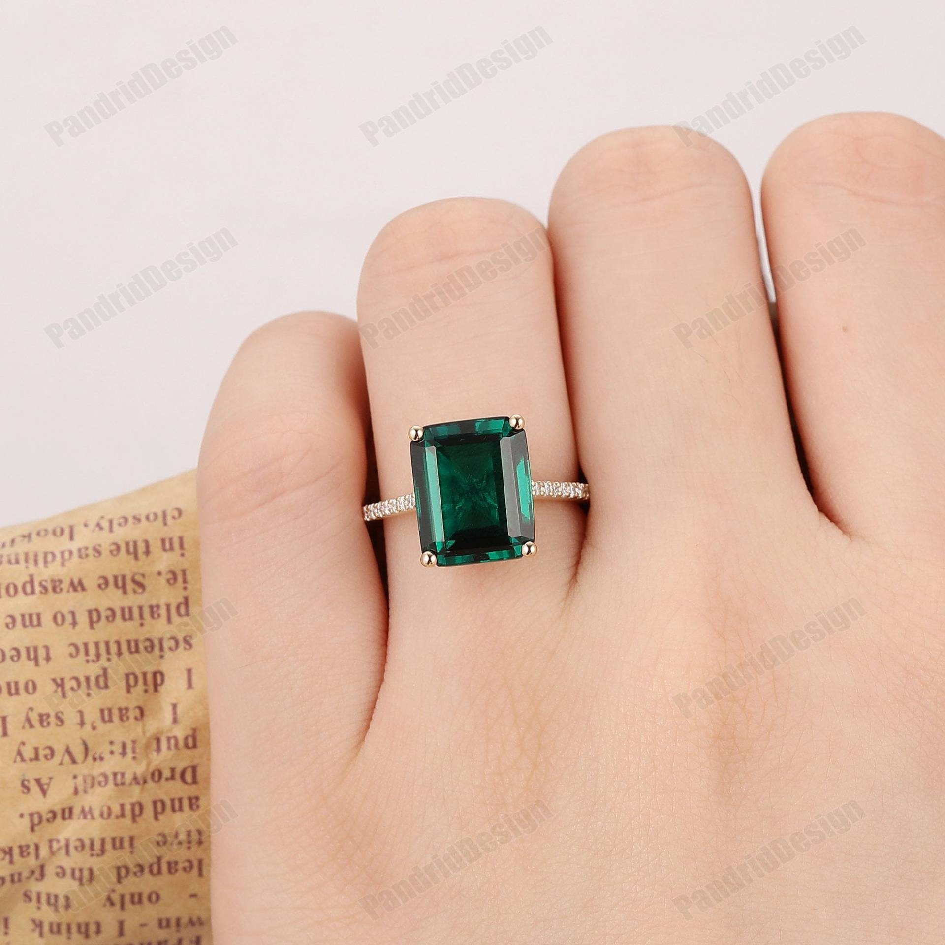 6.0Ct Smaragd Ring, Event Classic Full Eternity Emerald Hidden Halo Smaragdschliff Verlobungsring, Frauen Schmuck von PandridDesign