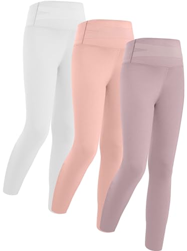 3 Pack Mädchen Kinder Stretch Leggings hohe elastische Taille Knöchellänge Strumpfhosen Hosen täglich tragen Baumwolle Schule Uniform Hosen 2-3 Jahre von Panegy