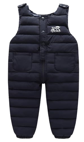 Boys Toddler Classic Snow Bib Ski Schneeanzug Fleece Futter Button Down Zip Up Puffer gepolstert Snowboard Hose Thicken Insulated Overalls Jumpsuit Navy Blau 9-12 Monate von Panegy