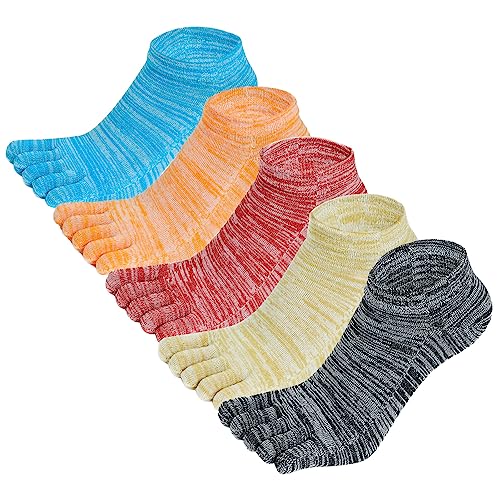 Damen Baumwolle Zehensocken Anti Slip Stretchy Seamless Getrennte Socken Soft Casual Boat No Show Socken Soft Breathable Athletic Toe Topper Socken Cotton Five Finger Elastic Sports Yoga Socken von Panegy