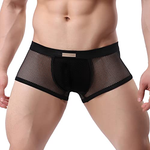 Panegy Herren Low Rise Boxershorts Netz Autmungsaktiv Sportunterhose Schwarz Herstellergröße L=EU S-M von Panegy