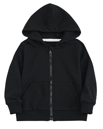 Kinder Kleinkinder Hoodie Sweatshirt Casual Long Sleeve Zip Up Pullover Unisex Kinder Solid Classic Hooded Jacket Jungen Mädchen Fleece Sport Oberbekleidung Schwarz 18-24 Monate von Panegy