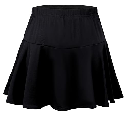 Kinder Mädchen Röcke Tanz Tennis Athletic Workout Skort Plain Casual Flippy Flared Mini Skirt Stretch High Waist School Skater Skort Schwarz 11-12 Jahre von Panegy