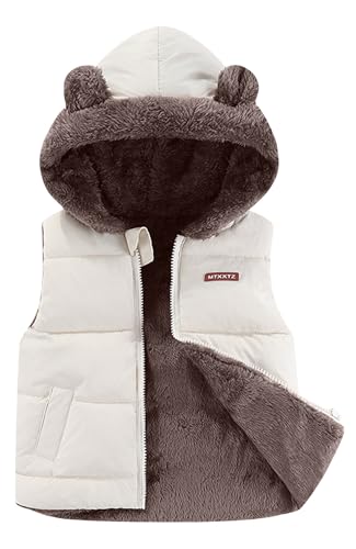 Kleine Mädchen Jungen Kapuzenweste Daunenweste Wendejacke wattiert Herbst Stehkragen Winter Body Warmer Puffer ärmellos Thermal Warm Gilet Weiß 6-7 Jahre von Panegy