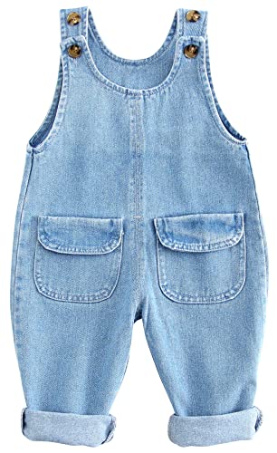 Latzhose für Baby Junge Kleinkind Slim Cute Dungarees Denim Jeans Sleeveless Adjustable Solid Color Trousers Pants3-6 Months von Panegy