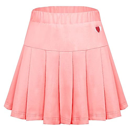 Mädchen Kurzer Faltenrock mit hohem Gummizug und ausgestellter Taille Flowy Tanz Kinderschule Skort Casual A-Line Skater Tennis Box Solid Kleid Schulkleidung mit Innenshorts Rosa von Panegy