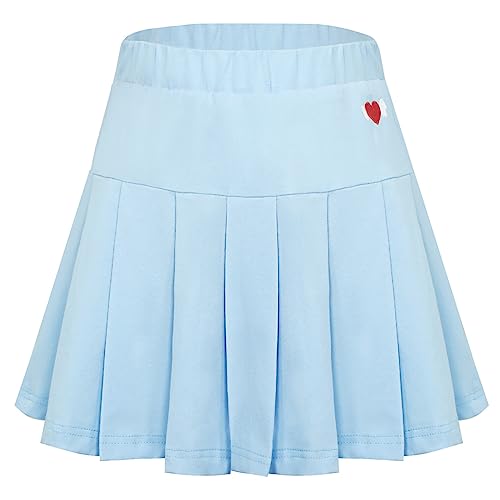 Mädchen Schulröcke Box plissiert Stretch hohe Taille Kinder Uniform Skort Casual Basic Flowy Mini Rock Fashion Flared Athletic Sports Skirts mit Sofety Shorts Rock Blau von Panegy