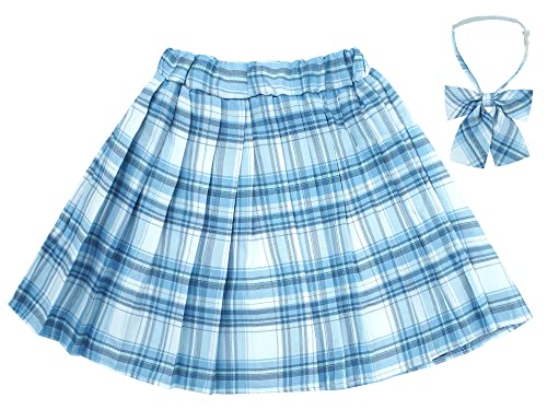 Mädchen Schuluniformrock Verstellbare Taille Faltenrock ausgestellt Sommer mit Innenshorts A Line Skater Skorts Hellblau 10-11 Jahre von Panegy