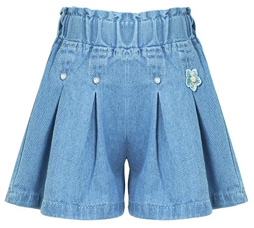 Mädchen Shorts Sommer Mid Waisted Jeans Short Plissee Denim Rock Shorts Casual Stretch Wide Leg Denim Shorts 12-13 Jahre von Panegy