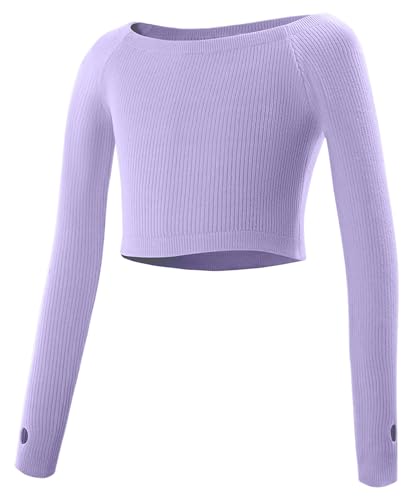 Mädchen Strick Wrap Ballett Tanz Strickjacke Solid Soft Ballerina Kostüm Kinder Kinder Bolero Shrug Pullover Langarm Baumwolle Tops Lila 4-7 Jahre von Panegy