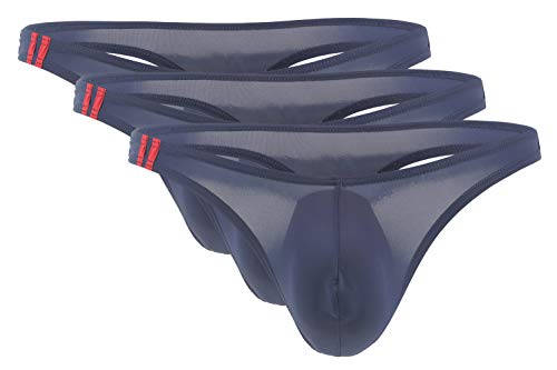 Panegy 3er Pack Herren Slips Thong G-String Sexy Low Rise Tanga Ultra Dünn Eisseide Unterhose von Panegy