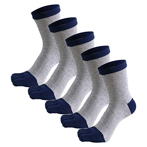 Panegy 5 Paar Männer Sneaker Socken Baumwolle Zehensocken Fünf Finger Socken Mittlere Länge Sportsocken von Panegy