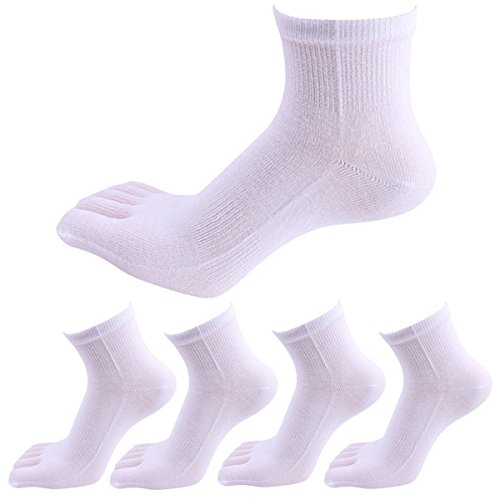 Panegy 5 Paar Unisex Atmungsaktiv Zehensocken für Sports und Freizeit, geeignet für Zehenschuhe, für Damen und Herren, aus Baumwolle(85%) und Spandex - Weiß von Panegy