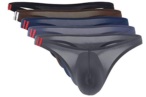 Panegy 5er Pack Herren Slips Thong G-String Sexy Low Rise Tanga Ultra Dünn Eisseide Unterhose von Panegy