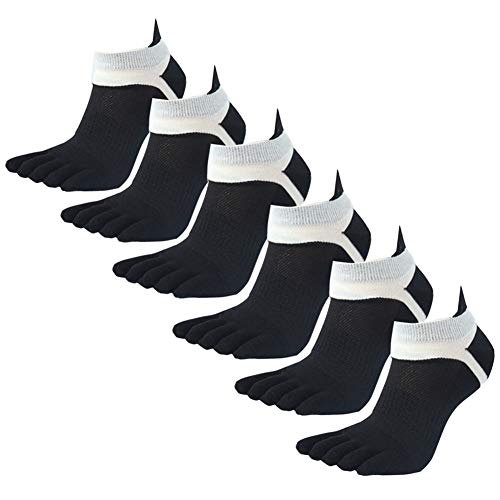 Panegy 6 paar Herren Zehensocken Baumwoll Männer Sport laufende Zehen laufende Baumwolle Kurz Antirutsch Fingersocken Schwarz von Panegy