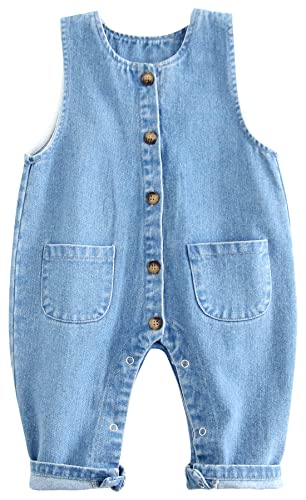 Panegy Baby Girl Boy Jean Jumpsuit Toddler Cute Soft Dungarees Denim Jeans Bib Overall Sleeveless Adjustable Denim Overalls3-6 Months von Panegy