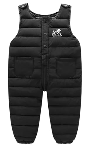 Panegy Baby Kleinkinder Schnee Lätzchen Latzhose Schneeanzug Winter Warm Winddicht Daunenhose Fleece gefüttert Isoliert Ski Snowboard Jumpsuit Dick Kleidung Schwarz 12-24 Monate von Panegy