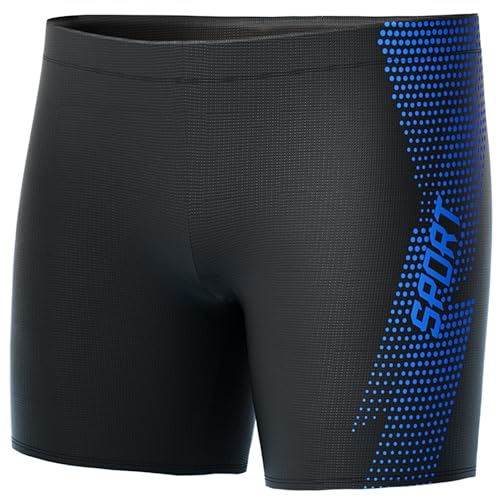 Panegy Badehose Herren Kurz Badeshorts mit Tunnelzug Eng Schwimmhose Schnell Trocknende Bademode Wassersport Swimwear Alphabet Blau XXL von Panegy