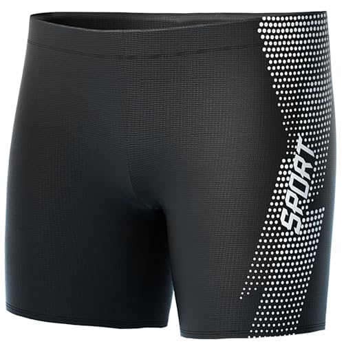 Panegy Badehose Herren Kurz Badeshorts mit Tunnelzug Eng Schwimmhose Schnell Trocknende Bademode Wassersport Swimwear Alphabet Weiß L von Panegy
