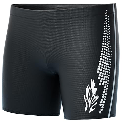 Panegy Badehose Herren Kurz Badeshorts mit Tunnelzug Eng Schwimmhose Schnell Trocknende Bademode Wassersport Swimwear Muster Weiß L von Panegy