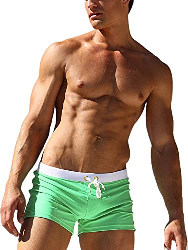 Panegy Badehose Herren Shorts Badeshorts Schwimmhose Wassersport Kurz Hose mit Kordelzug Rückentasche - Hellgrün von Panegy