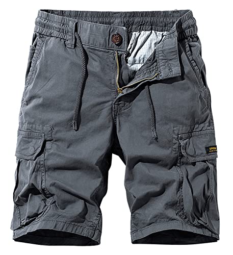 Panegy Cargo Shorts Herren Sommer Shorts Freizeithose Vintage Chino Shorts mit 6 Taschen Grau B 34 von Panegy