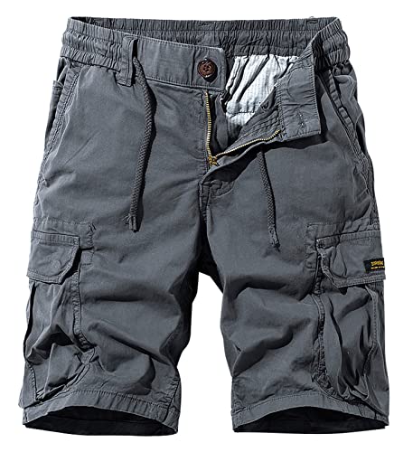Panegy Cargo Shorts Herren Sommer Shorts Freizeithose Vintage Chino Shorts mit 6 Taschen Grau B 36 von Panegy