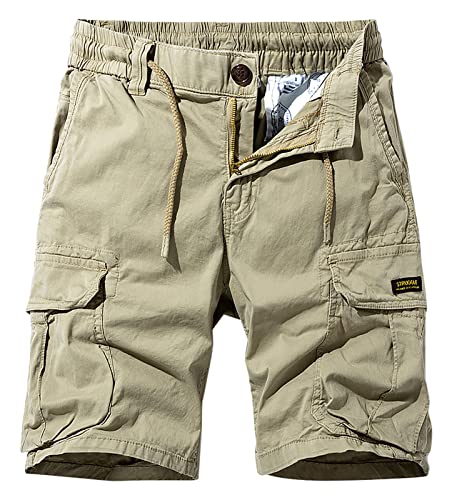 Panegy Cargo Shorts Herren Sommer Shorts Freizeithose Vintage Chino Shorts mit 6 Taschen Khaki B 30 von Panegy