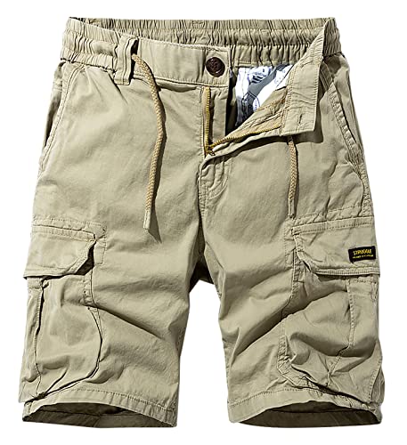 Panegy Cargo Shorts Herren Sommer Shorts Freizeithose Vintage Chino Shorts mit 6 Taschen Khaki B 32 von Panegy