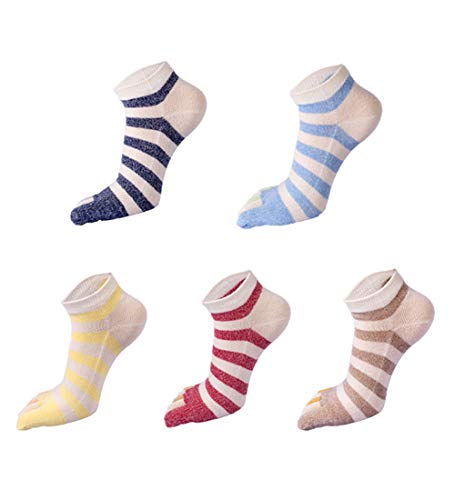 Panegy Damen 5 Paar Atmungsaktiv Sneaker-Zehensocken Sportsocken für Größe 36 bis 39 - Bonbon Farben von Panegy