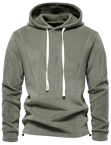 Panegy Fleece Pullover Herren Hoodie Kapuzenpullover Casual Teddyfleece Sweatshirts Winddichte Warm Sweater Winter Sport Top Grün L von Panegy