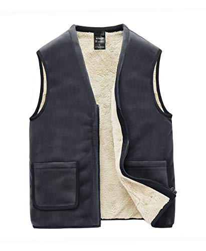 Panegy Fleece Weste Herren Ärmellos Herbst Winter Warm Outdoor Weste Dick Sport Ski Golf Bodywarmer Herren Stil 1-Grau XL=Etikett Nr.5XL von Panegy