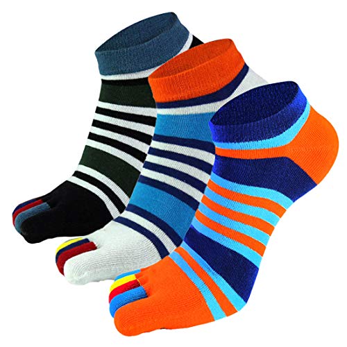 Panegy Fünf Finger Zehensocken Männer Bunte Sneaker Socken Baumwolle Sport Jogging Socks 3 Paare Größe 39-44 - Kombination 9 von Panegy