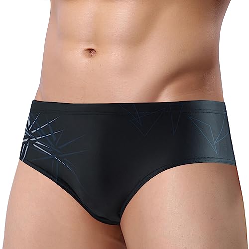 Panegy Herren Badeslip Bikini Sport Badeanzug Elastisch Strand Shorts Boxershorts Unterwäsche Stretch Soft Silky Badehose Quick Dry Low Rise Bedruckt Sommer Surfing Board Shorts Schwarz XL von Panegy